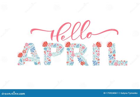 APRIL Handwritten Inscription. One Line Drawing Of Word Cartoon Vector | CartoonDealer.com ...