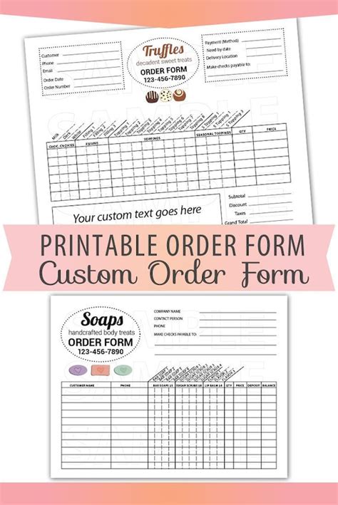 Small Business Free Printable Order Forms For Crafts - Printable Word Searches