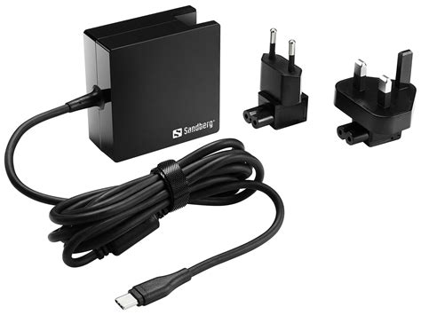 Sandberg USB-C AC Charger 65W EU+UK, Black Oplader og kabler