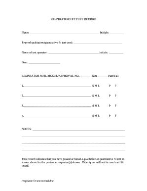 N95 Respirator Fit Test Form - Fill Online, Printable, Fillable, Blank | pdfFiller