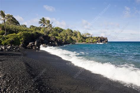 Black Sand Beach at Waianapanapa State Park - Stock Image - C031/7153 - Science Photo Library