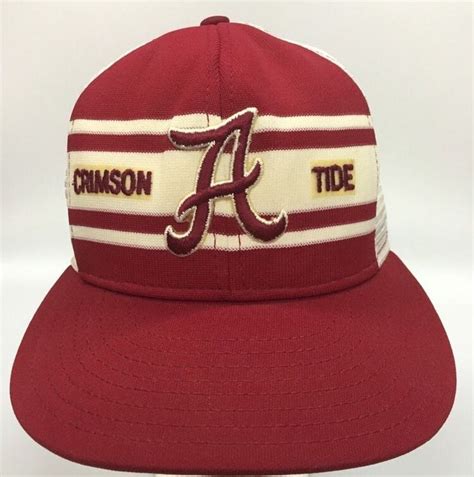 Vintage Alabama Snapback Hat Crimson Tide Roll Tide Bama Red White Mesh ...