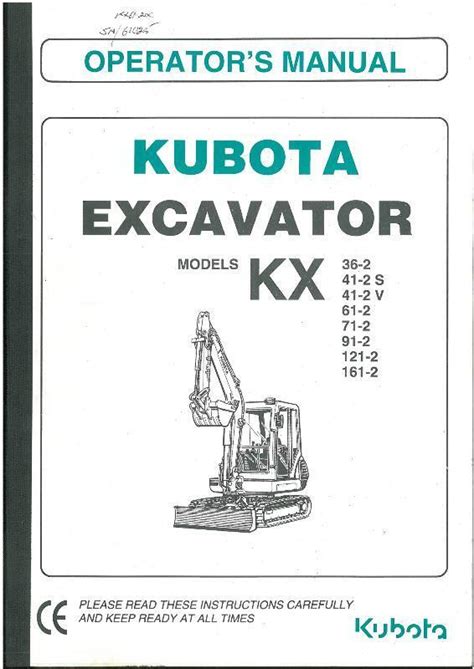 KUBOTA EXCAVATOR KX91-2 KX121-2 & KX161-2 OPERATORS MANUAL | eBay