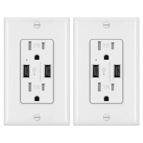 [2 Pack] BESTTEN 4.2A USB Wall Outlet, Tamper Resistant Receptacles ...