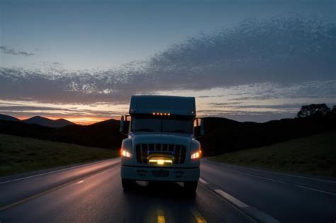 Premium AI Image | An electric truck carries cargo along the road