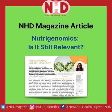 Network Health Digest on Twitter: "💡Nutrigenomics: Is It Still Relevant? 💡 Check out NHD April ...