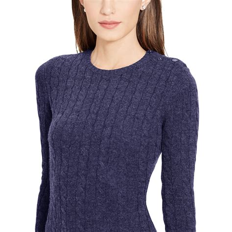 Ralph lauren Cable-knit Sweater Dress in Blue (navy) | Lyst