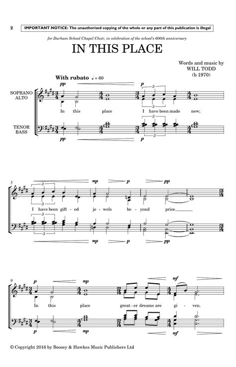 In This Place Sheet Music | Will Todd | SATB Choir