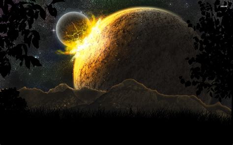 Colliding planets wallpaper | Planets wallpaper, Wallpaper, Fantasy lovers