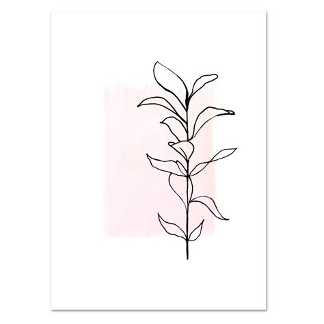 Leo La Douce A3 Paper Plant Light Pink Lineart Art Print - Trouva - 14 minimalist planting Art ideas