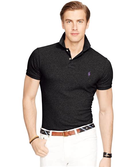 Lyst - Polo Ralph Lauren Slim-fit Mesh Polo Shirt in Black for Men