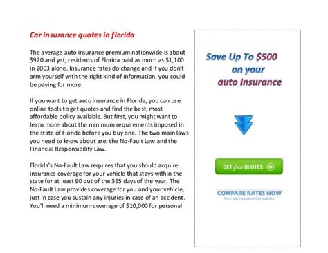 Car insurance quotes in florida