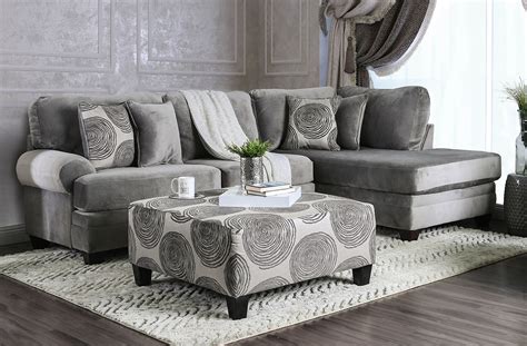 SM5143GY 2 pc Bonaventura gray plush microfiber sectional sofa | AMB ...