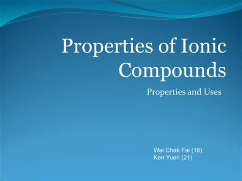 Properties of Ionic Compounds