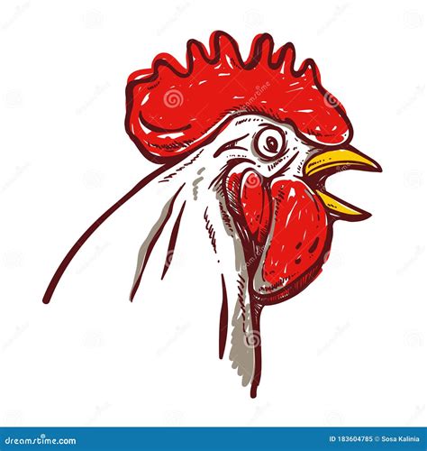 Chicken face hand drawn stock vector. Illustration of card - 183604785