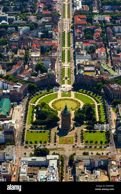 Water tower and park, Friedrichsplatz, Mannheim, Baden-Württemberg ...