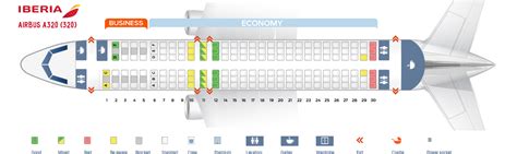 Seat map Airbus A320-200 Iberia. Best seats in the plane