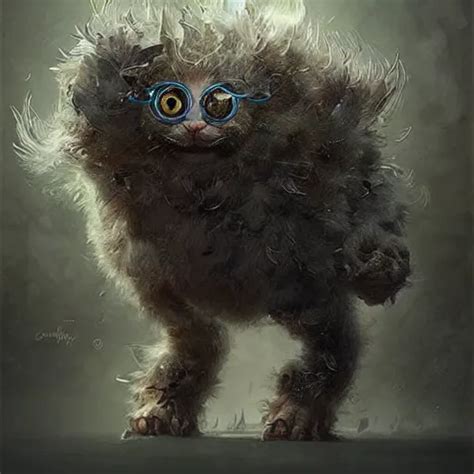 a cute fluffy monster hybrid with 4 eyes, and 4 arms, | Stable ...