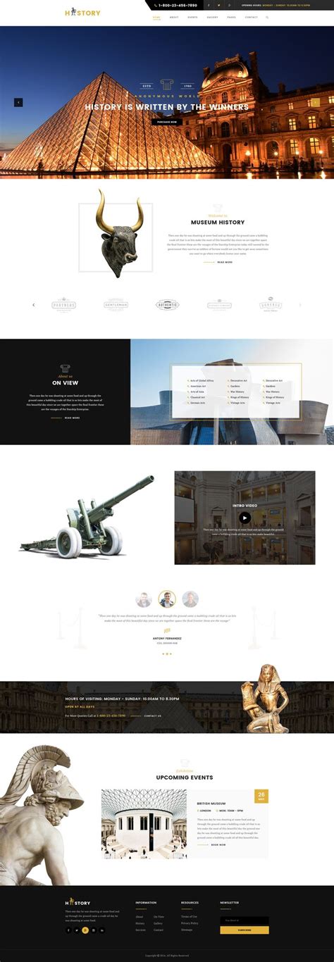 History : Museum PSD Template | Web layout design, Web design trends ...