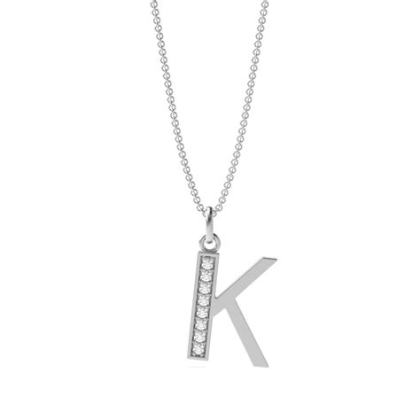 Art Deco Initial 'K' Name Diamond Pendant Necklace (18Mm X 8Mm) - Abelini