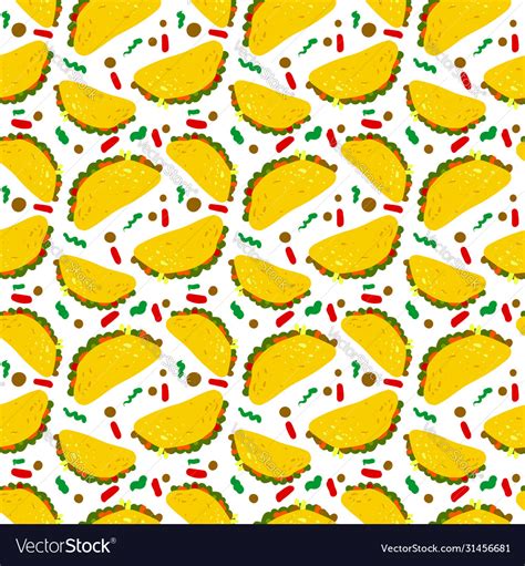 Taco wallpaper on white background Royalty Free Vector Image