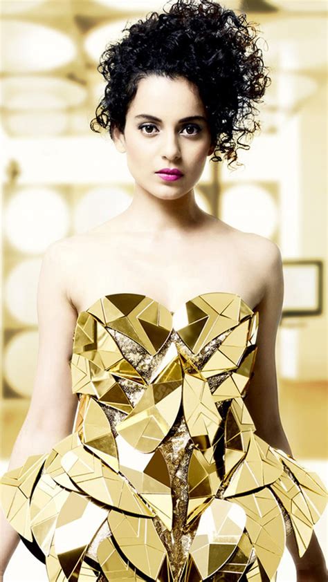 Kangana Ranaut In Golden Metallic Dress 4K Ultra HD Mobile Wallpaper