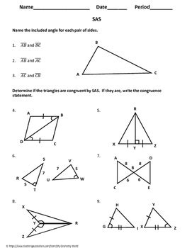 Geometry Worksheet: Side-Angle-Side by My Geometry World | TpT