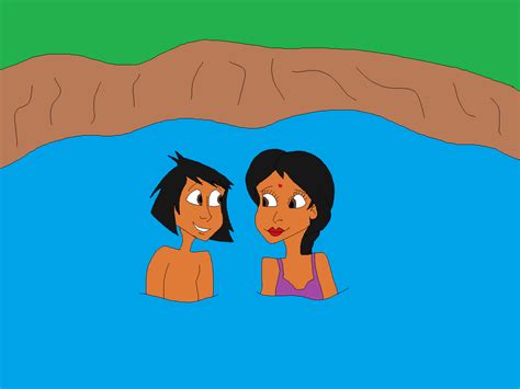 Mowgli and Shanti swimming in the jungle pool by matiriani28 on DeviantArt