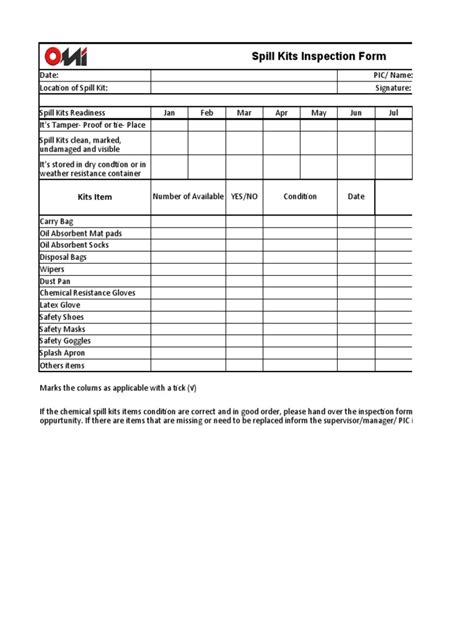 Chemical Spill Kits Checklist | PDF | Sock | Glove