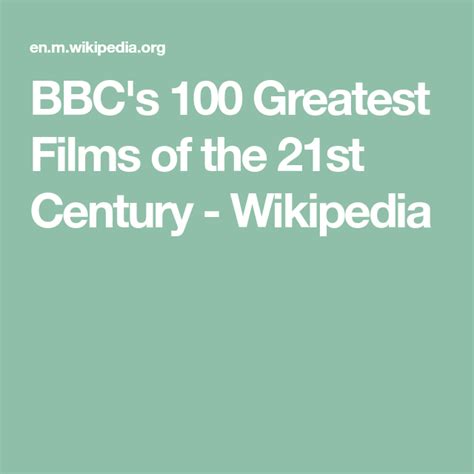 BBC's 100 Greatest Films of the 21st Century - Wikipedia | Great films, 21st century, Film