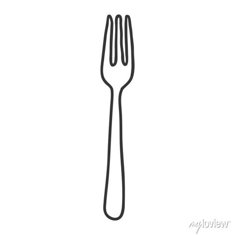 Silhouette monochrome with contour fork vector illustration wall mural • murals kitchen utensile ...