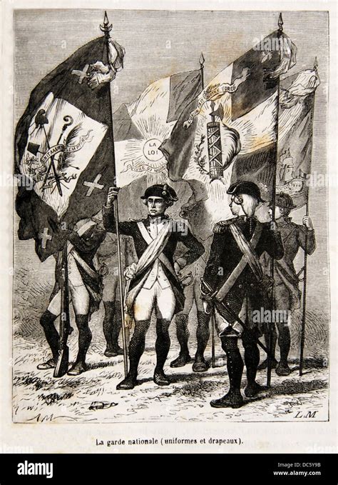 Uniforms and flags of the Garde Nationale, French Revolution, France (18th century Stock Photo ...