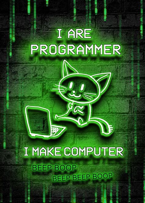 'Programmer funny cat joke' Poster, picture, metal print, paint by ...