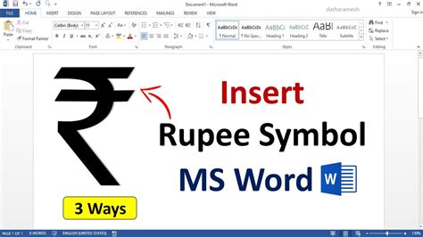 How To Insert Rupee Symbol In Ms Word 2007 - Printable Online