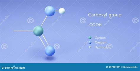 Carboxyl Group, Molecular Structures, 3d Model, Structural Chemical Formula and Atoms with Color ...