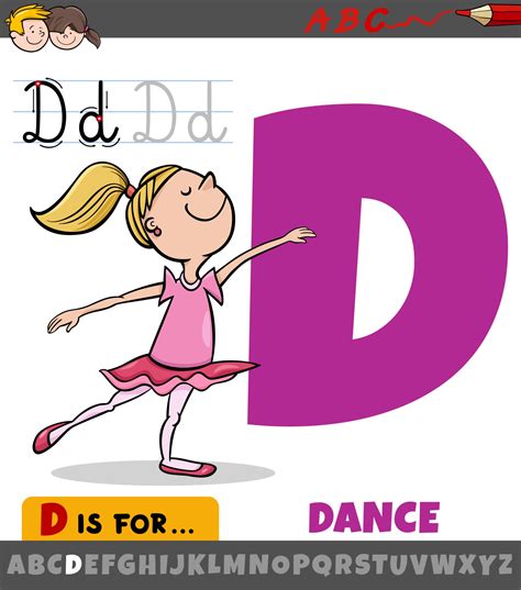 letter D from alphabet with cartoon dancing girl 2929890 Vector Art at ...