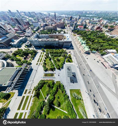 Aerial city view with roads, houses and buildings. Stock Photo by ...