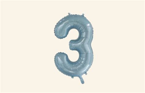 Light Blue Number 3 Balloon - Queenparty