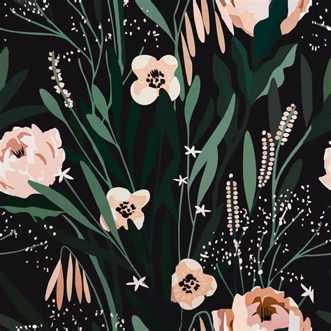 VaryPaper Floral Peel and Stick Wallpaper Black Green Pink Floral Wallpaper 17.7''x118'' Self ...