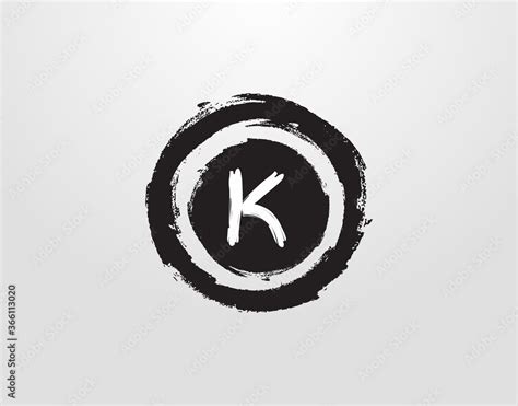 Circle K Letter Logo With Circle Grunge Splatter Element. Retro logo ...