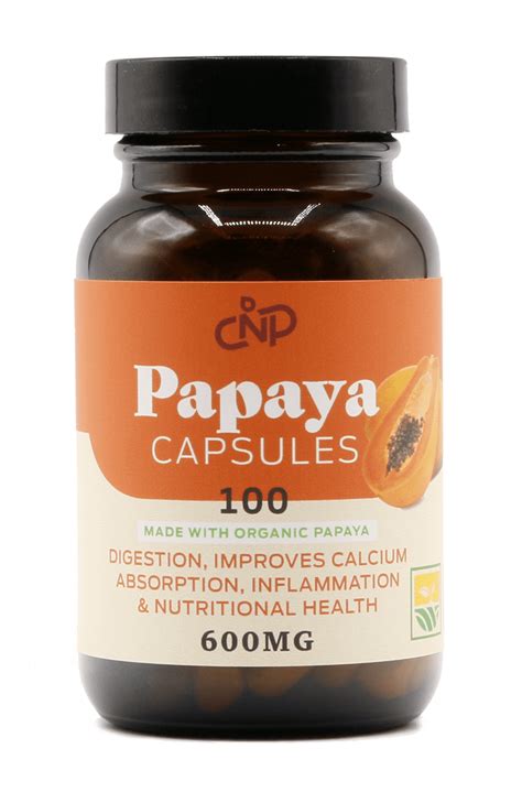 Papaya Enzymes & Organic Papain Enzyme Capsules - 600mg 100 Pills, Organic Papaya Powder ...