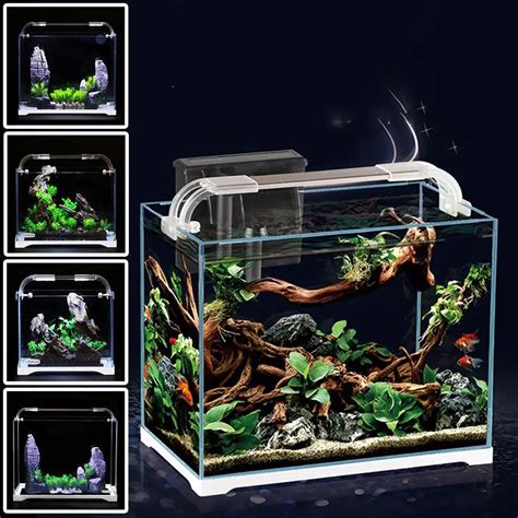 Fish Tank Aquarium Ultra white Glass Small Bare Tank Water Grass Living Room Ecological Medium ...