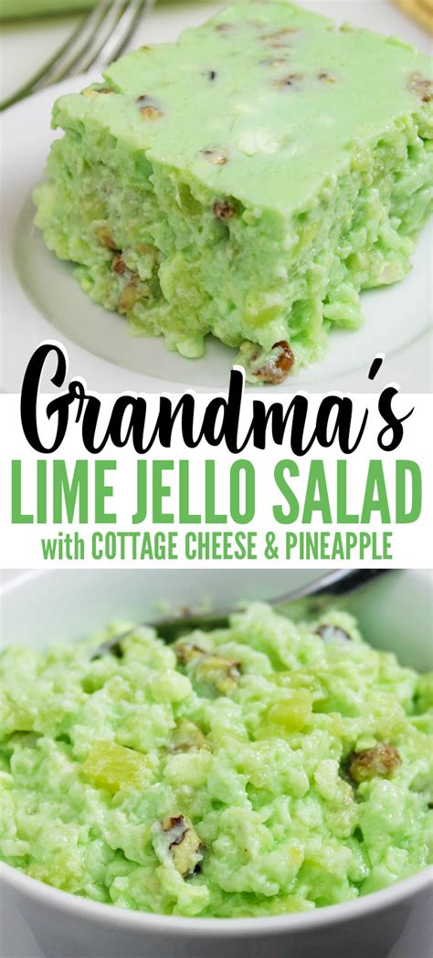 Grandma's Lime Green Jello Salad Recipe (with Cottage Cheese & Pineapple) - Home Cooking Memories