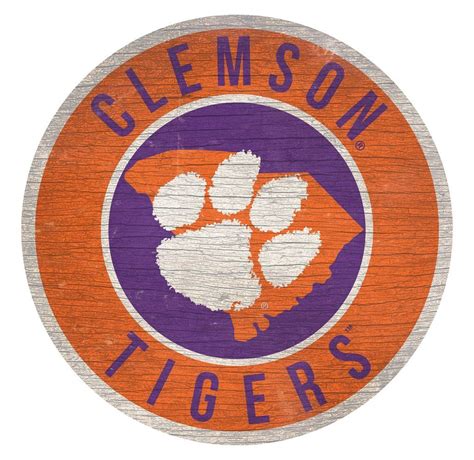 Clemson Tigers Sign Wood 12 Inch Round State Design Clemson Tigers, Tiger Wood, Horned Frogs ...