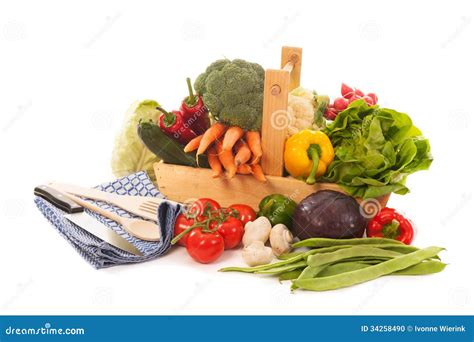 Harvest Basket Fresh Vegetables Stock Photo - Image of paprikas, isolated: 34258490