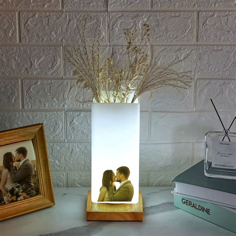 Custom Photo Vase Night Light Personalized Elegant Lamp Valentine's Day ...