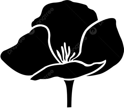 Poppy Silhouette PNG Transparent, Poppy Black And White Sign, Accent, Eps, Clipart PNG Image For ...