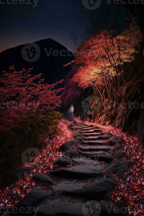 pathway in the middle of a forest at night. . 23879845 Stock Photo at ...