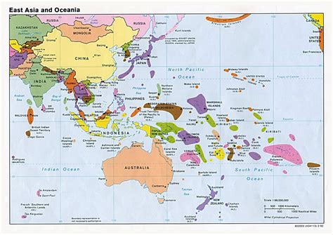 Large political map of East Aisa and Oceania with capitals – 1992 | Vidiani.com | Maps of all ...