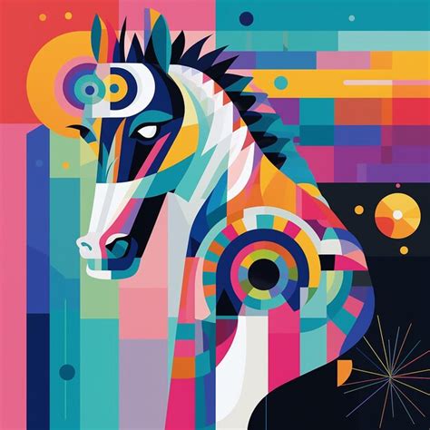 Premium Photo | Minimalist Horse Illustration Multicolor Horse Background